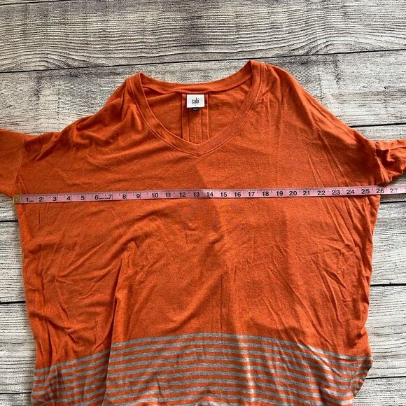 Cabi Hangout Tee v-neck orange striped top size small - Picture 15 of 16